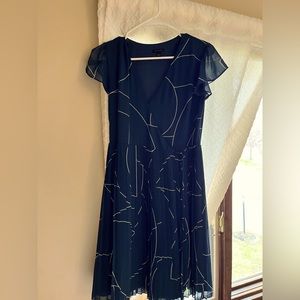 Beautiful Navy Abstract Ann Taylor Wrap Dress
